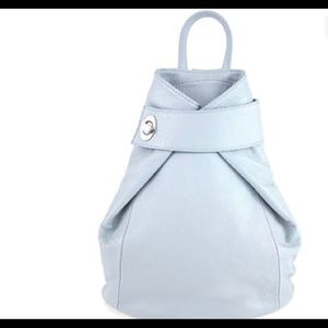 Light blue leather backpack/handbag. Brand new.